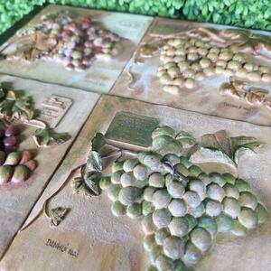 VTG Set 4 Danhui Nai Vineyard Wine Grape 3D Wall Plaques Square 5.5x5.5